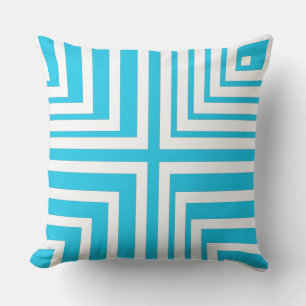 Motif Corné Blanc Et Turquoise - Oreiller
