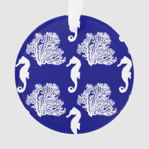 Motif Côtier Marine Et Blanc