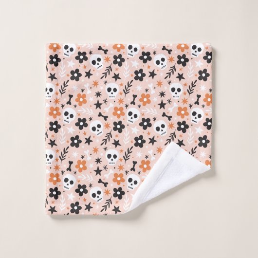 Motif crâne de fleurs (Gant de toilette)
