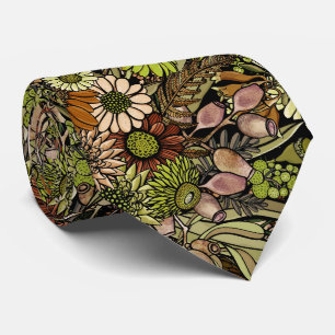 Motif Cravate  Fleur sauvage vert