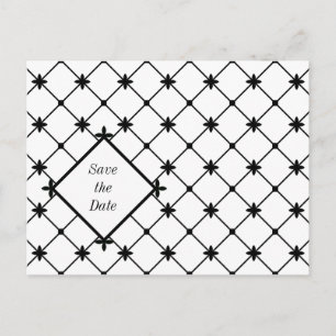 Motif croisé Enregistrer la date Black White Carte