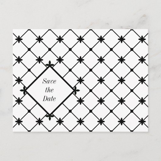 Motif croisé Enregistrer la date Black White Carte (Devant)