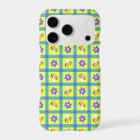 Motif d'abeille et de fleur de dessin animé mignon
