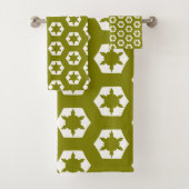 Motif d'abeilles de l'hexagone vert olive (En situation)