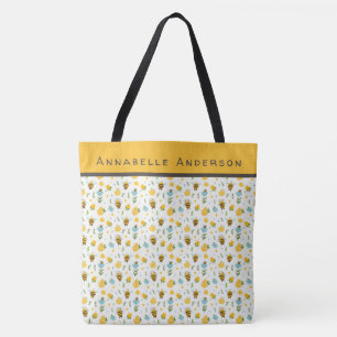 Motif d'abeilles et de fleurs Personnaliser le Sac