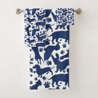Motif Dachshund Bleu Jeter Tapisserie