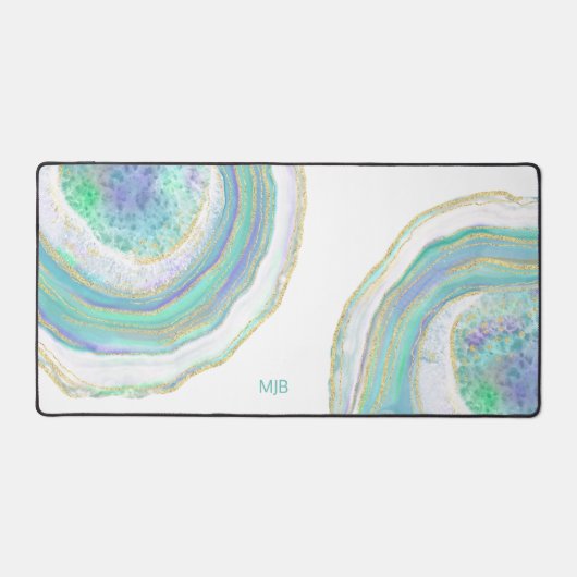 Motif d'agate d'eau et de violet avec monogramme (Recto)