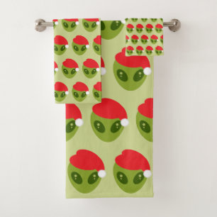 Motif d'alien vert mignon avec chapeau de Père Noë