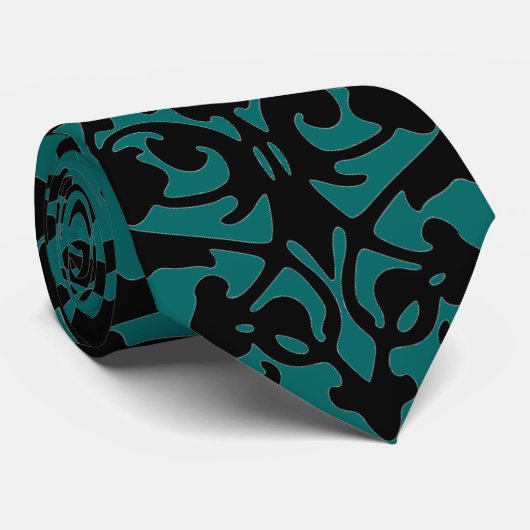 Motif Damas noir sur cravate design vert (Roulé)
