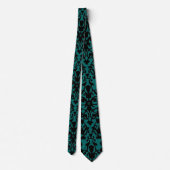 Motif Damas noir sur cravate design vert (Dos)