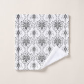 Motif Damask blanc et gris (Gant de toilette)