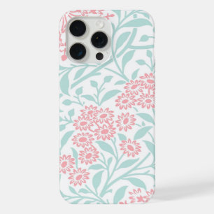 Motif damassé floral à la menthe et au corail