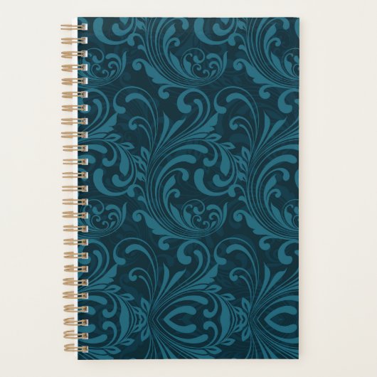 Motif damassé floral sarcelle foncé (Devant)