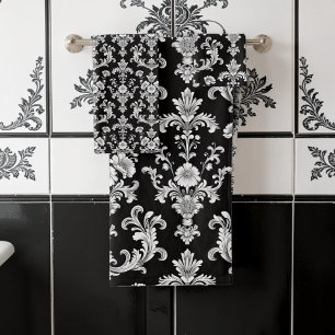Motif damassé noir et blanc victorien