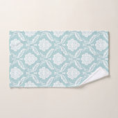 Motif Damassé Rococo Blanc sur Bleu Canard (Serviette à main)