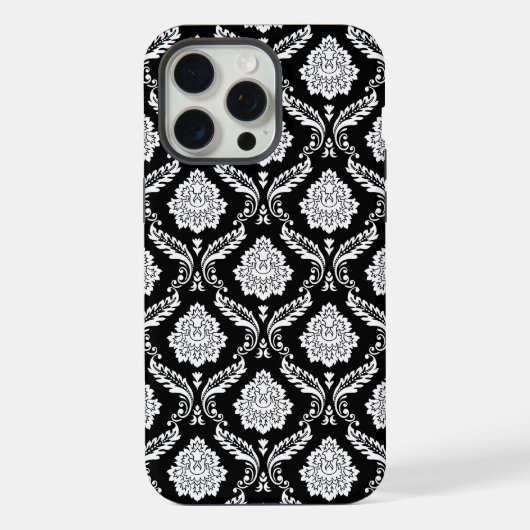 Motif Damassé Rococo Blanc sur Fond Noir (Verso)