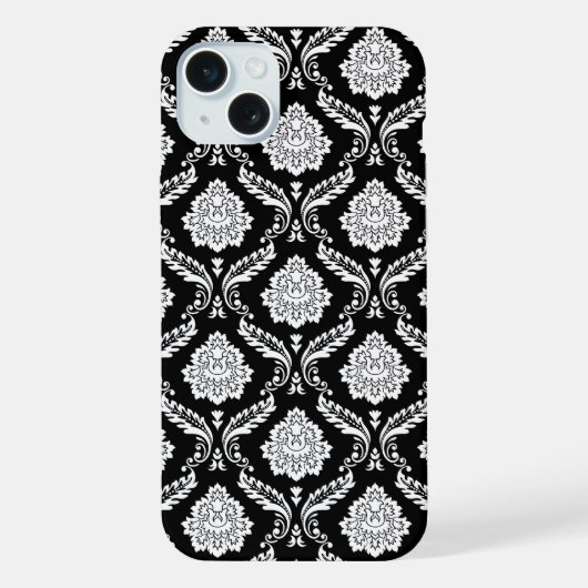 Motif Damassé Rococo Blanc sur Fond Noir (Verso)