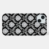 Motif Damassé Rococo Blanc sur Fond Noir (Verso Horizontal)