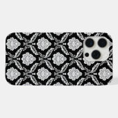 Motif Damassé Rococo Blanc sur Fond Noir (Verso Horizontal)