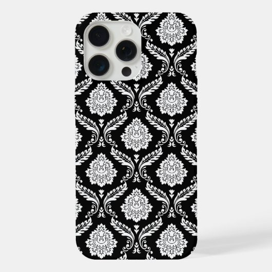 Motif Damassé Rococo Blanc sur Fond Noir (Verso)