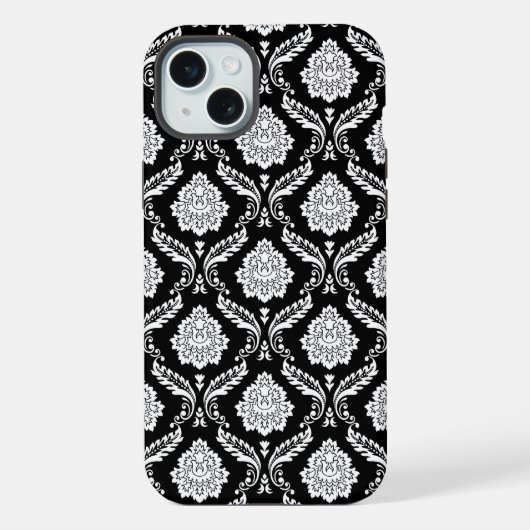 Motif Damassé Rococo Blanc sur Noir (Verso)