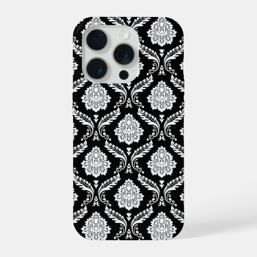 Motif Damassé Rococo Blanc sur Noir (Verso)