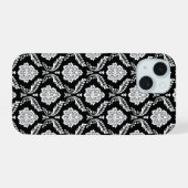 Motif Damassé Rococo Blanc sur Noir (Verso Horizontal)