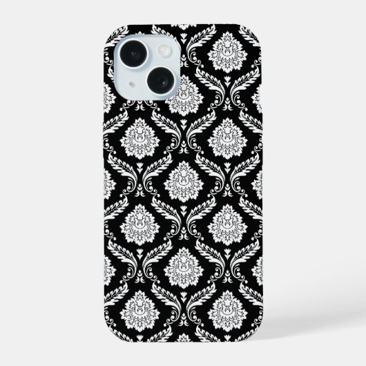 Motif Damassé Rococo Blanc sur Noir (Verso)