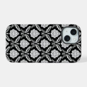 Motif Damassé Rococo Blanc sur Noir (Verso Horizontal)