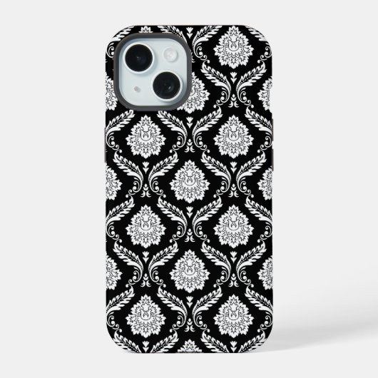 Motif Damassé Rococo Blanc sur Noir (Verso)