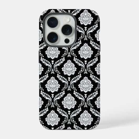 Motif Damassé Rococo Blanc sur Noir (Verso)