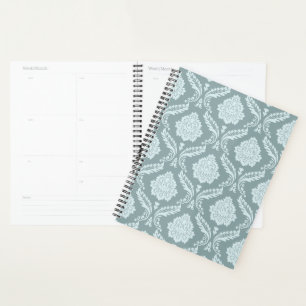Motif damassé rococo canard œuf bleu+sarcelle
