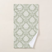 Motif Damassé Rococo Crème sur Fond Vert (Serviette à main)