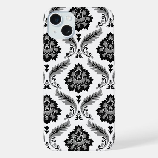 Motif Damassé Rococo Gris Noir Blanc (Verso)