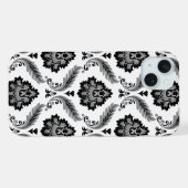 Motif Damassé Rococo Gris Noir Blanc (Verso Horizontal)
