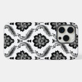 Motif Damassé Rococo Gris Noir Blanc (Verso Horizontal)