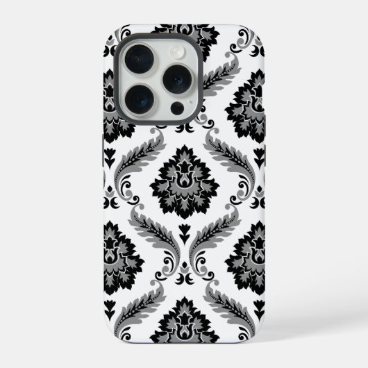 Motif Damassé Rococo Gris Noir Blanc (Verso)