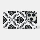 Motif Damassé Rococo Gris Noir Blanc (Verso Horizontal)