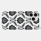 Motif Damassé Rococo Gris Noir Blanc (Verso Horizontal)