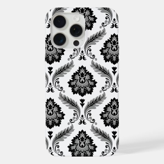 Motif Damassé Rococo Gris Noir Blanc (Verso)