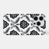 Motif Damassé Rococo Gris Noir Blanc (Verso Horizontal)