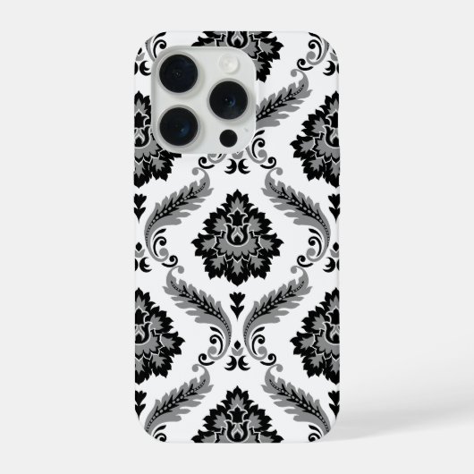 Motif Damassé Rococo Gris Noir Blanc (Verso)