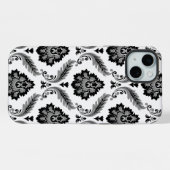 Motif Damassé Rococo Gris Noir Blanc (Verso Horizontal)