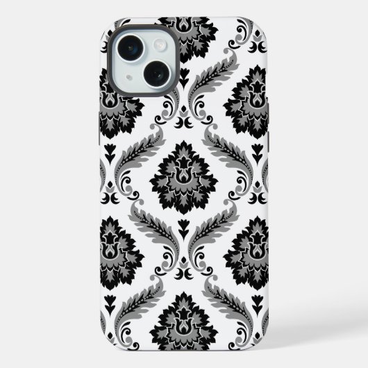 Motif Damassé Rococo Gris Noir Blanc (Verso)
