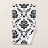 Motif Damassé Rococo Gris Noir Blanc (Serviette à main)