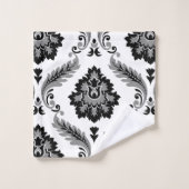 Motif Damassé Rococo Gris Noir Blanc (Gant de toilette)