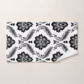Motif Damassé Rococo Gris Noir Blanc (Serviette à main)