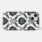 Motif Damassé Rococo Gris Noir Blanc (Verso Horizontal)
