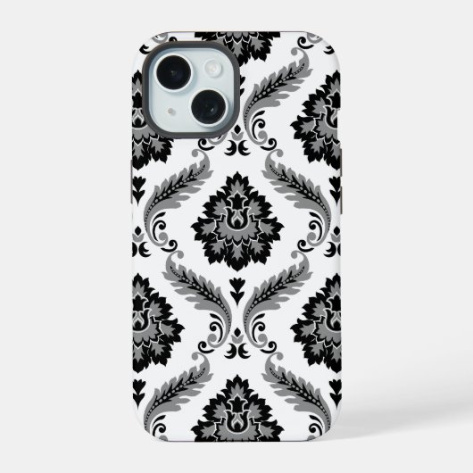 Motif Damassé Rococo Gris Noir Blanc (Verso)