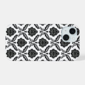 Motif Damassé Rococo Noir sur Blanc (Verso Horizontal)